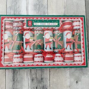 NWT Meri Meri Santa & Reindeer 8 Embellished Festive Holiday Christmas Crackers